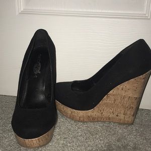 Black Closed Toe Wedge Heels